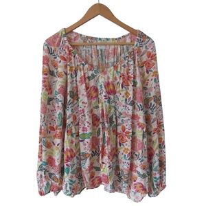 Old Navy Floral Long Sleeve Crinkled Boho Top XXL